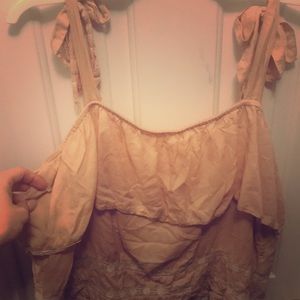 Peach bow tie blouse